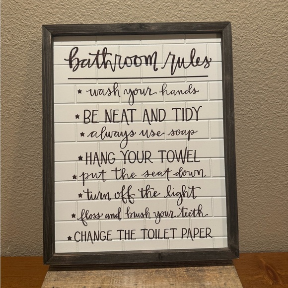 Bathroom Rules Sign Primitives By Kathy, Wash Your Hands Bathroom Wall Decor - Picture 2 of 9